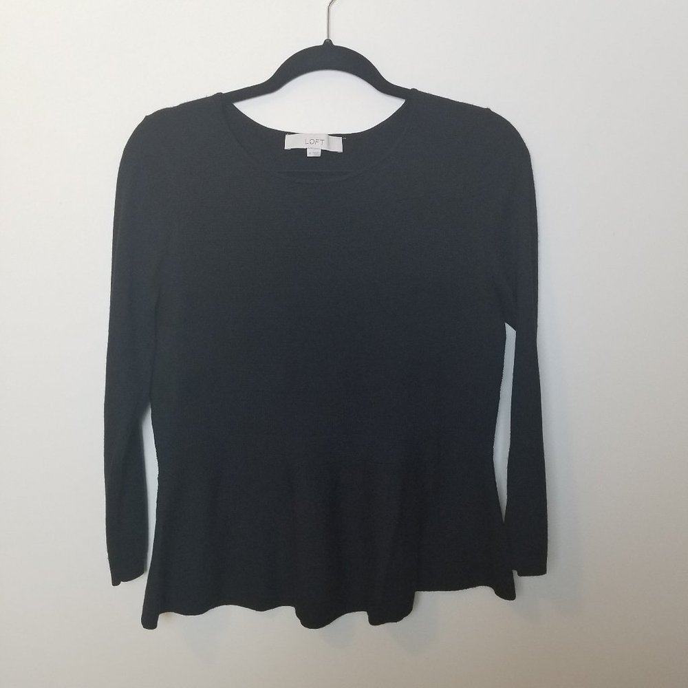 Ann Taylor LOFT Black Peplum Sweater Size M